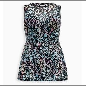 Torrid Multicolor Leopard Print Peplum Swim Dress